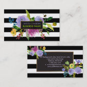 PixDezines ranunculus/weatercolor/florale/strepen Visitekaartje (Voorkant / Achterkant)