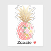 PixDezines Raspberry Aloha Pineapple, Faux Gold Sticker (Vel)