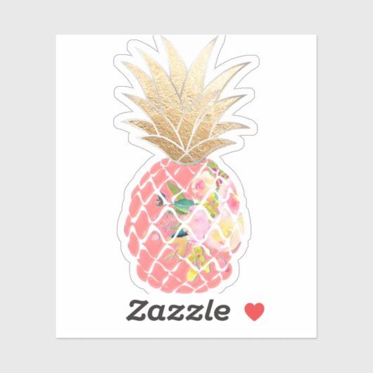 PixDezines Raspberry Aloha Pineapple, Faux Gold Sticker (Vel)