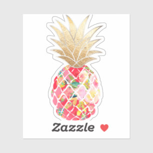 PixDezines Raspberry Aloha Pineapple, Faux Gold Sticker
