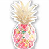 PixDezines Raspberry Aloha Pineapple, Faux Gold Sticker (Voorkant)