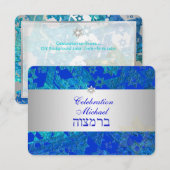 PixDezines receptie bar mitswa/blauw/zilver Kaart (Voorkant / Achterkant)