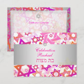 PixDezines receptie bar mitswa/roze/zilver Kaart (Voorkant / Achterkant)