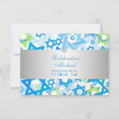 PixDezines receptie bar mitzvah/limoen+blauw/zilve Kaart (Voorkant)