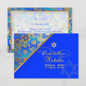 PixDezines receptie bat mitswa/blauw/goud Kaart (Voorkant / Achterkant)