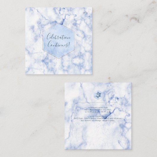 PixDezines Receptie Blauwe Honingraat Bar Mitzvah✡ Informatiekaartje (Voorkant / Achterkant)