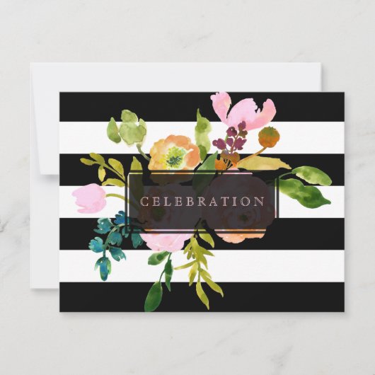 PixDezines receptie mitzvah/DIYstripes/floral Kaart (Voorkant)