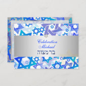 PixDezines receptiebalk mitzvah/blue/Silver Kaart (Voorkant / Achterkant)