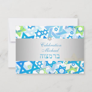 PixDezines receptiebalk mitzvah/limoen+blue/zilver Kaart