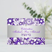 PixDezines receptiebalk mitzvah/violet/zilver Kaart (Staand voorkant)