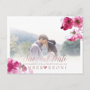 PixDezines Red Cherry Blossoms Bewaar de datum Aankondigingskaart