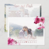 PixDezines Red Cherry Blossoms Bewaar de datum Aankondigingskaart (Voorkant / Achterkant)