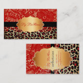 PixDezines red kant+cheetah Visitekaartje (Voorkant / Achterkant)