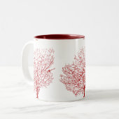 PixDezines Red maui koral Tweekleurige Koffiemok (Voorkant links)