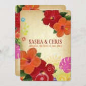 PixDezines Red+oranje hibiscus+monstera Kaart (Voorkant / Achterkant)