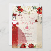 PixDezines Red Quinceanera H2 Alabaster Rozen Kaart (Achterkant)