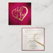 PixDezines Red Sangria Gold Deel de Liefde Vierkante Visitekaartje (Voorkant / Achterkant)