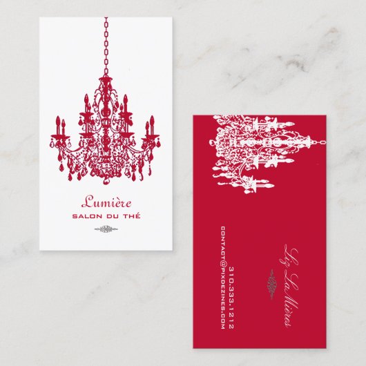 PixDezines Red+White Chandelier/DIY achtergrond Visitekaartje (Voorkant / Achterkant)