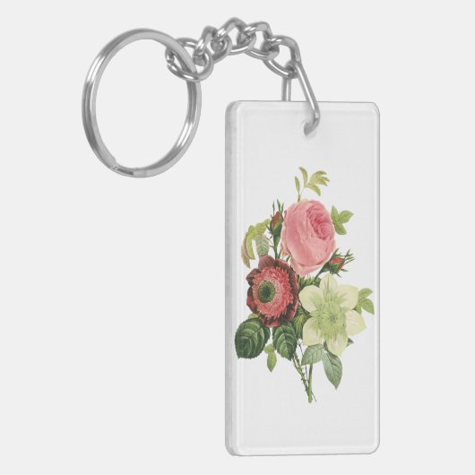 PixDezines redoute clementine, anemoon Sleutelhanger (Voorkant Links)