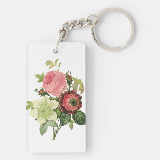 PixDezines redoute clementine, anemoon Sleutelhanger (achterkant)