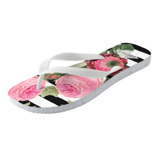 PixDezines REDOUTE ROZE ROZEN, ANEMONEN, CLEMENTIS Teenslippers (Schuin)