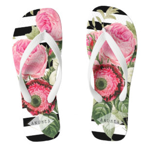 PixDezines REDOUTE ROZE ROZEN, ANEMONEN, CLEMENTIS Teenslippers