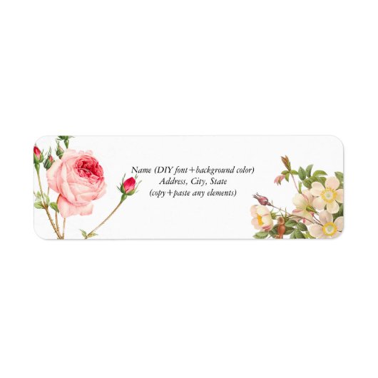 PixDezines Redoute  Rozen Etiket (Voorkant)