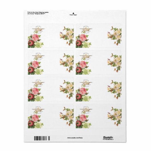 PixDezines Redoute  Rozen/Gold Crown Etiket (Full Sheet)