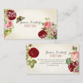 PixDezines redoute+ rozen Visitekaartje (Voorkant / Achterkant)