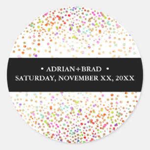 PixDezines Regenboog Confetti Ronde Sticker