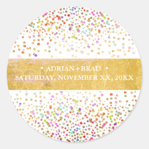 PixDezines Regenboog Confetti Ronde Sticker