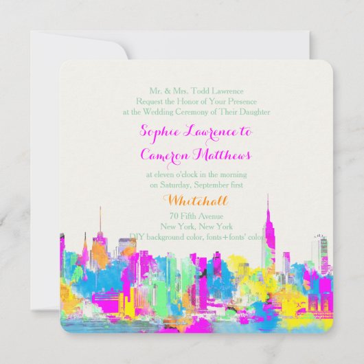 PixDezines regenboog/NYC/DIY achtergrondkleur Kaart (Achterkant)