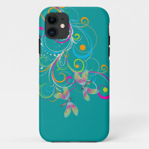 PixDezines Regenboogstralen+Dragonflies/DIY-kleur iPhone 11 Hoesje