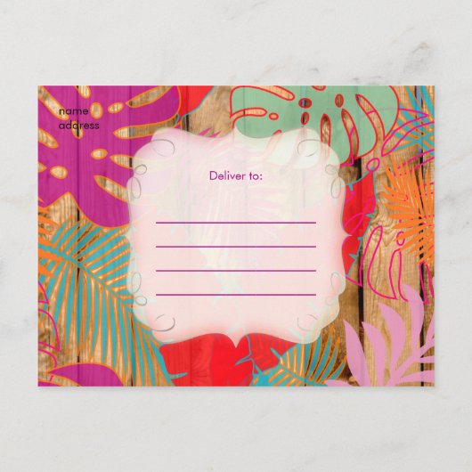 PixDezines regenwoud/afstuderen/luau/DIYevent Aankondigingskaart (Achterkant)