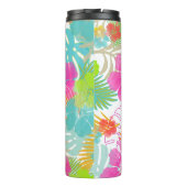 PixDezines regenwoud/Hibiscus/Oranje/Geel/Blauw Thermosbeker (Achterkant)