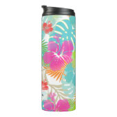 PixDezines regenwoud/Hibiscus/Oranje/Geel/Blauw Thermosbeker (Geroteerd rechts)