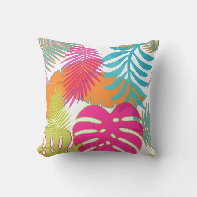 PixDezines regenwoud/monstera/diy-achtergrond Kussen (Voorkant)