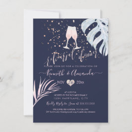 PixDezines repetitie diner/roze champagne + palmen Kaart