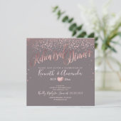PixDezines repetitie Dinner/Faux RoseGold Confetti Kaart (Staand voorkant)
