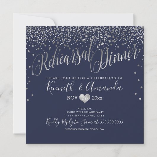PixDezines repetitiediner/Faux Silver Confetti Kaart (Voorkant)
