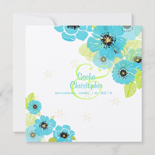 PixDezines Retro Blue Poppies/diy achtergrondkleur Kaart (Voorkant)