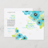 PixDezines Retro Blue Poppies/diy achtergrondkleur Kaart (Voorkant / Achterkant)