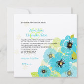 PixDezines Retro Blue Poppies/diy achtergrondkleur Kaart (Achterkant)