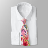 PixDezines Retro Bold H2 Hawaii Bloemige Bladgroen Stropdas (Gebonden)