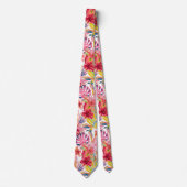 PixDezines Retro Bold H2 Hawaii Bloemige Bladgroen Stropdas (Voorkant)