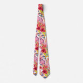 PixDezines Retro Bold H2 Hawaii Bloemige Bladgroen Stropdas (Achterkant)