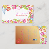 PixDezines retro bold tropische bloemen/goudvoorra Visitekaartje (Voorkant / Achterkant)
