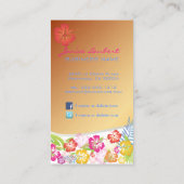 PixDezines retro bold tropische bloemen/goudvoorra Visitekaartje (Achterkant)