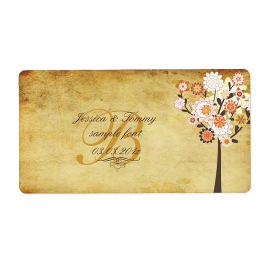 PixDezines  retro boom/herfst gelegenheid Etiket (Voorkant)