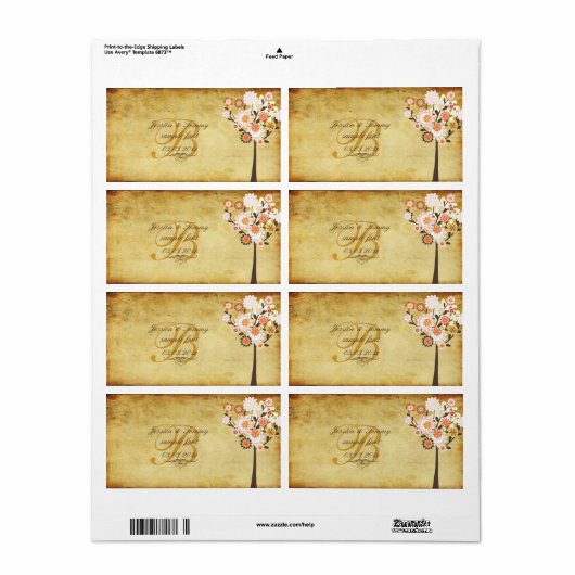 PixDezines  retro boom/herfst gelegenheid Etiket (Full Sheet)